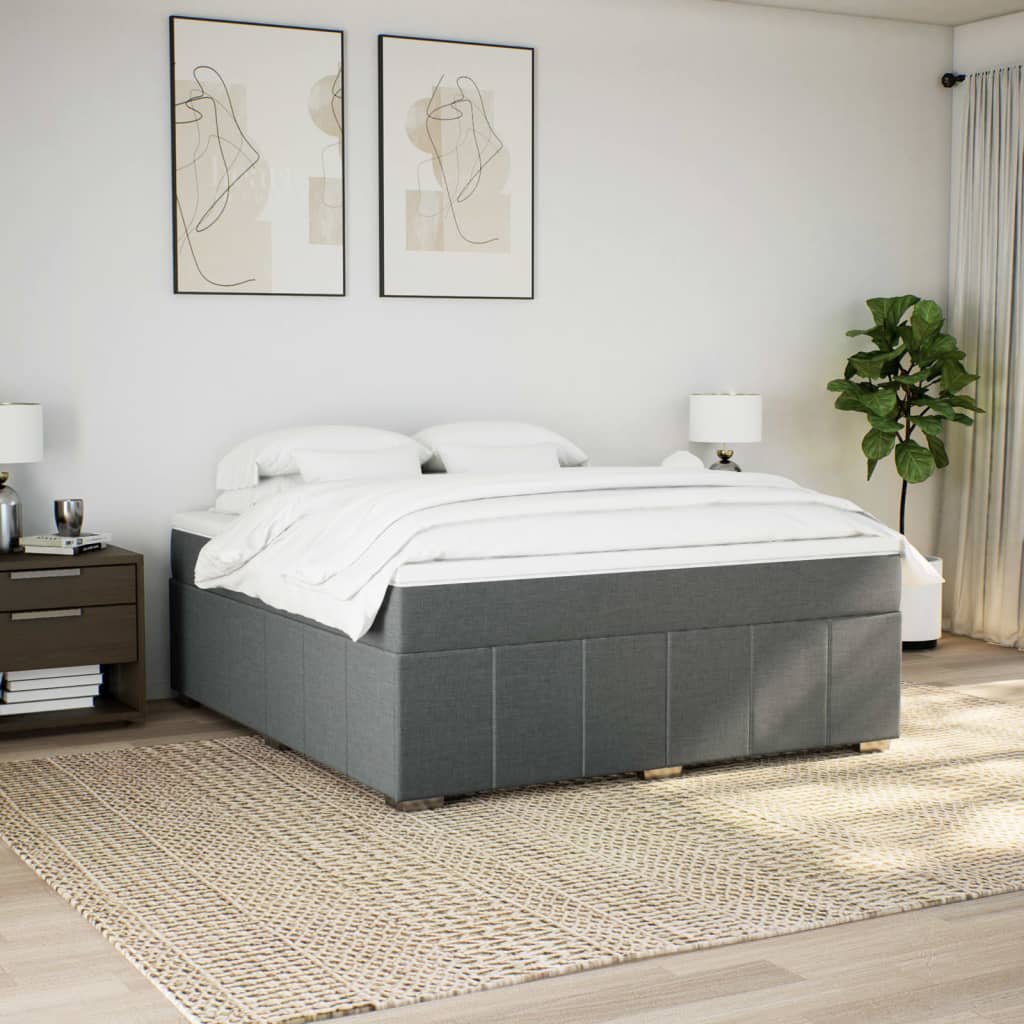 Cama com molas/colchão 180x200 cm tecido cinzento-escuro