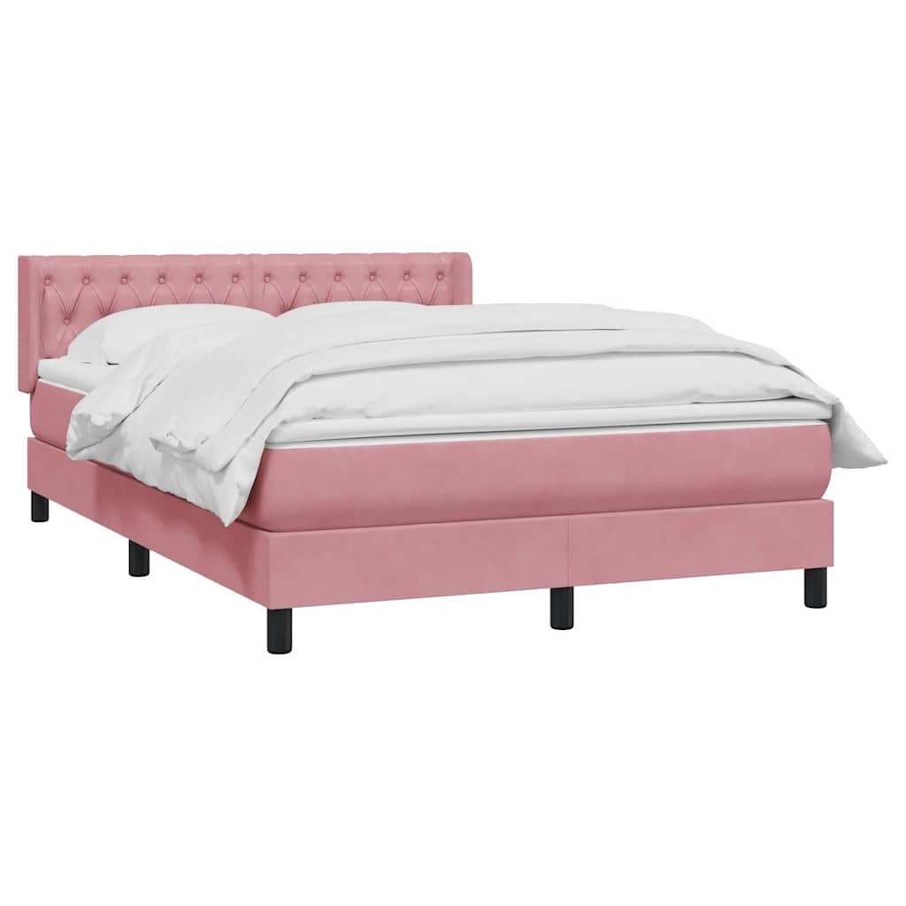 Cama box spring com colchão 160x210 cm veludo rosa