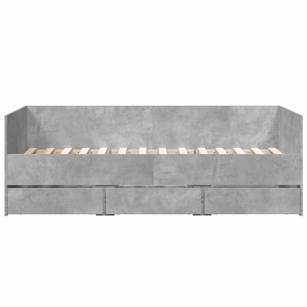 Sofá-cama com gavetas sem colchão 75x190 cm cinzento cimento