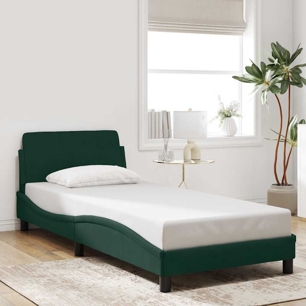 Estrutura de cama dover 90x200 cm veludo verde-escuro