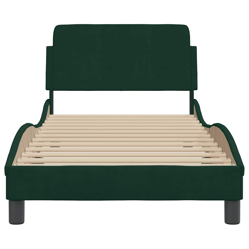 Estrutura de cama dover 90x200 cm veludo verde-escuro