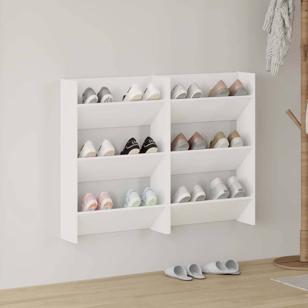 Sapateiras de parede 2 pcs 60x18x90 cm contraplacado branco