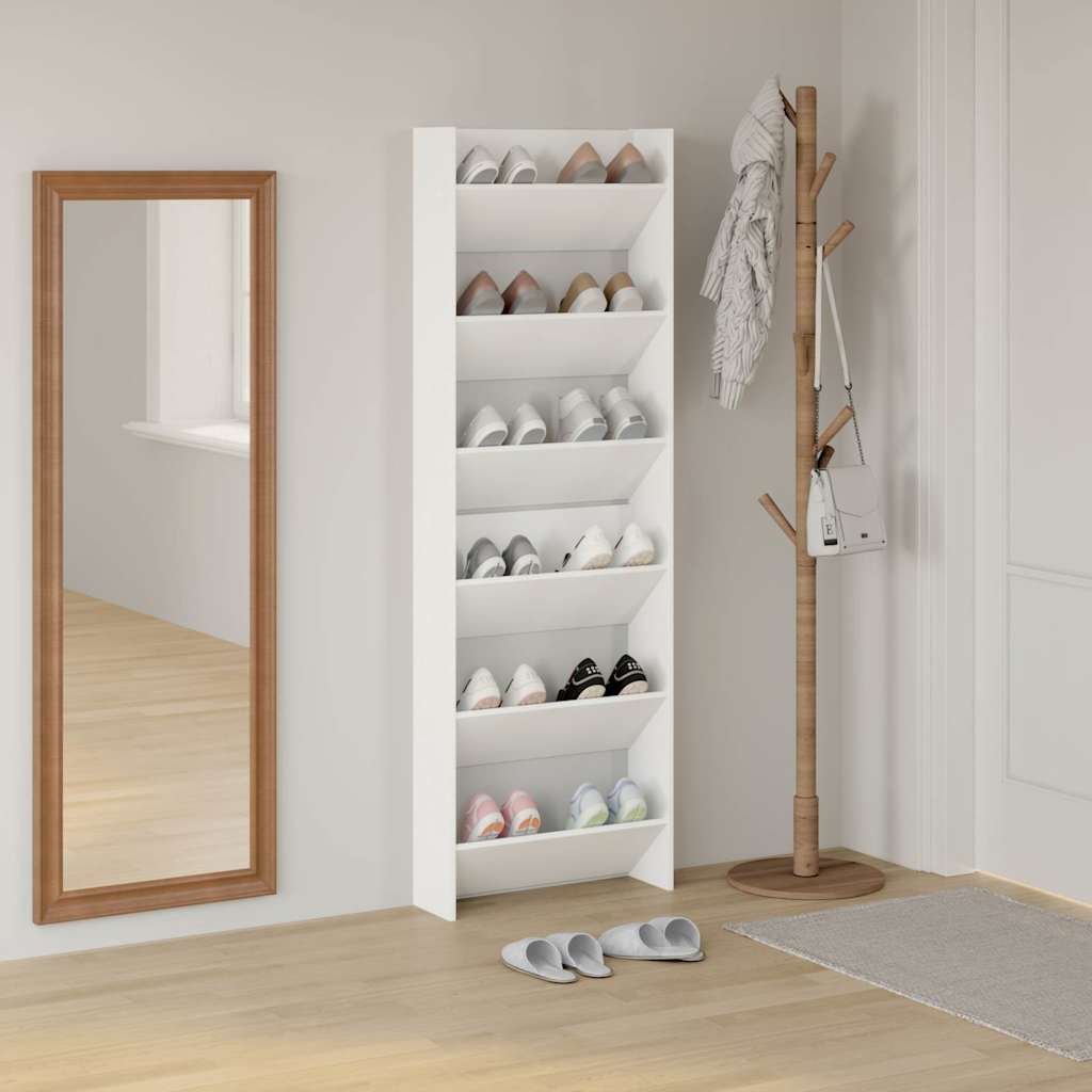 Sapateiras de parede 2 pcs 60x18x90 cm contraplacado branco