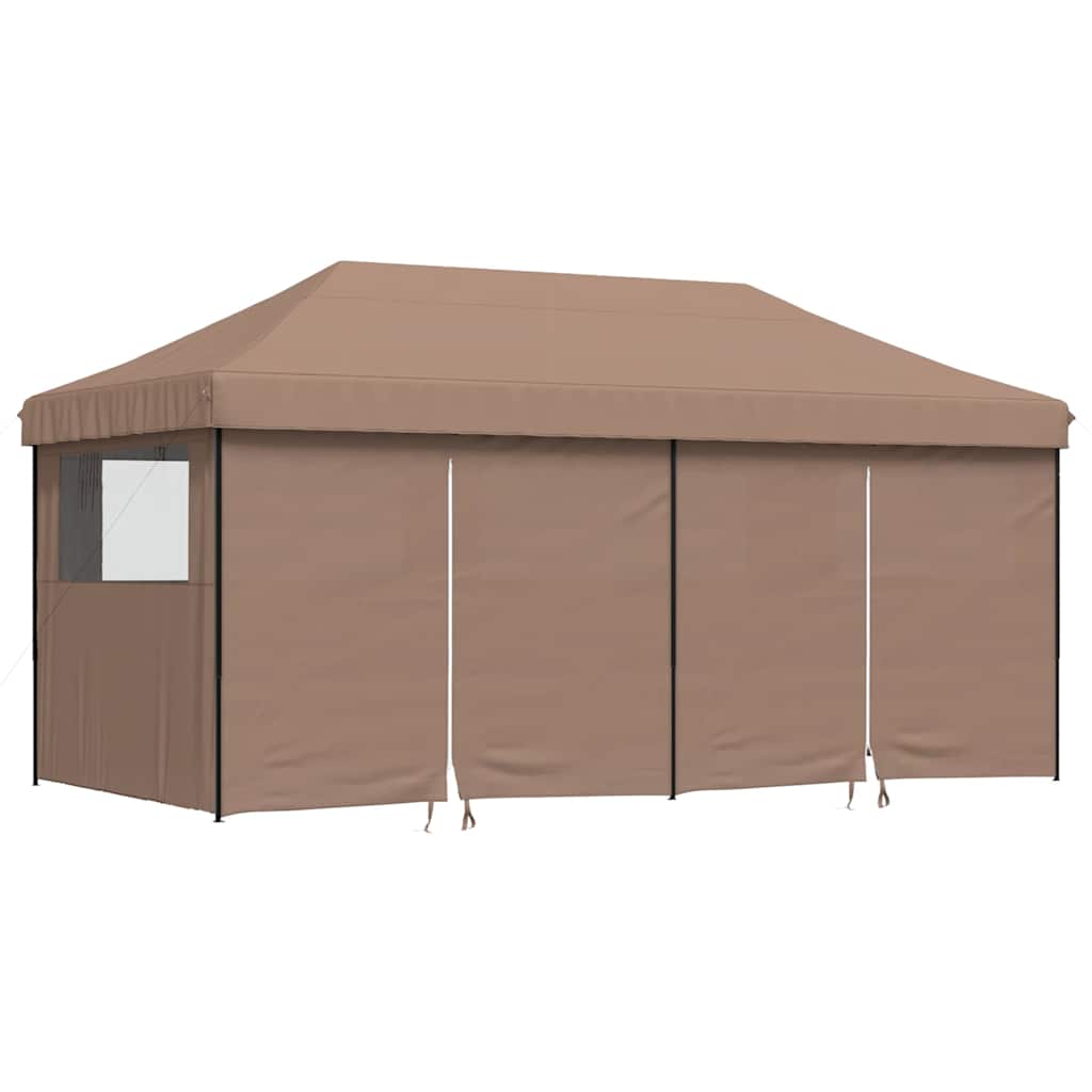 Tenda p/ festas pop-up dobrável com 4 paredes laterais castanho