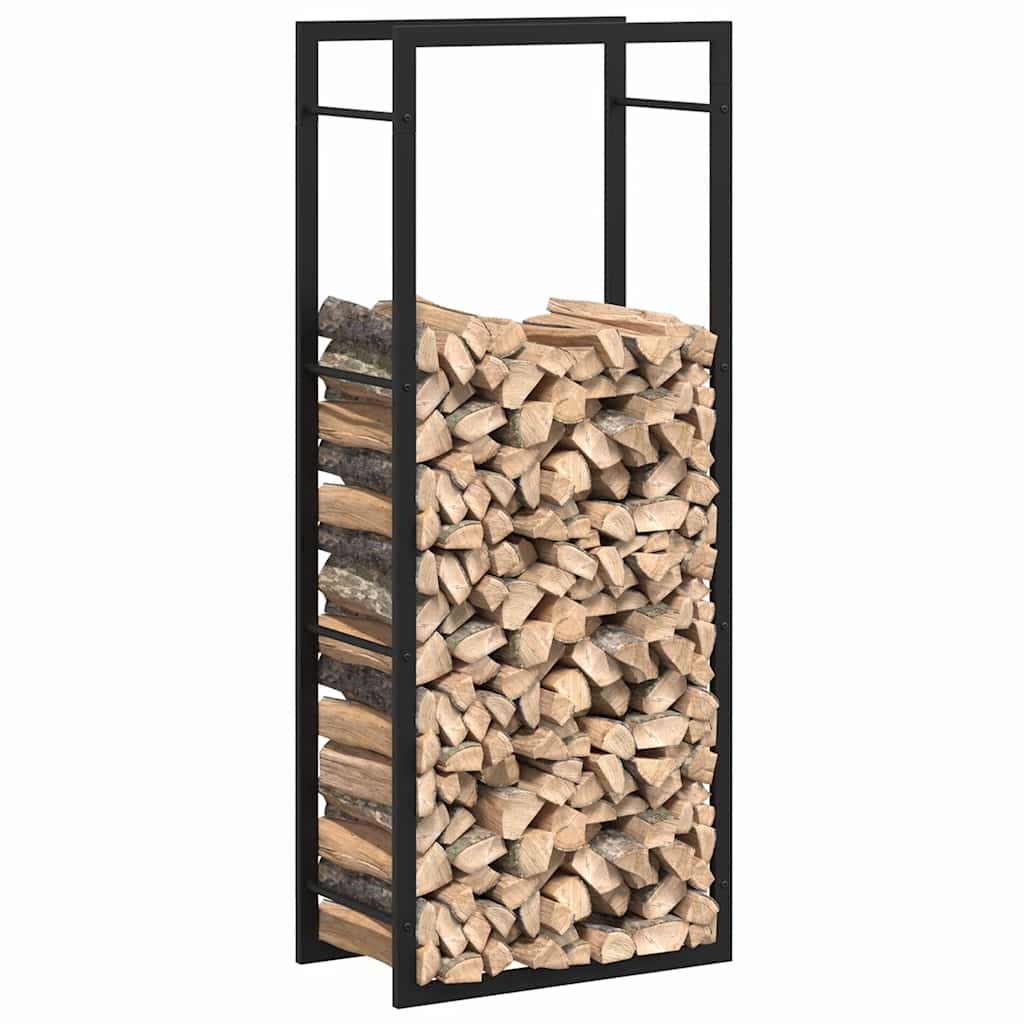 Suporte para lenha 50x28x132 cm aço preto mate