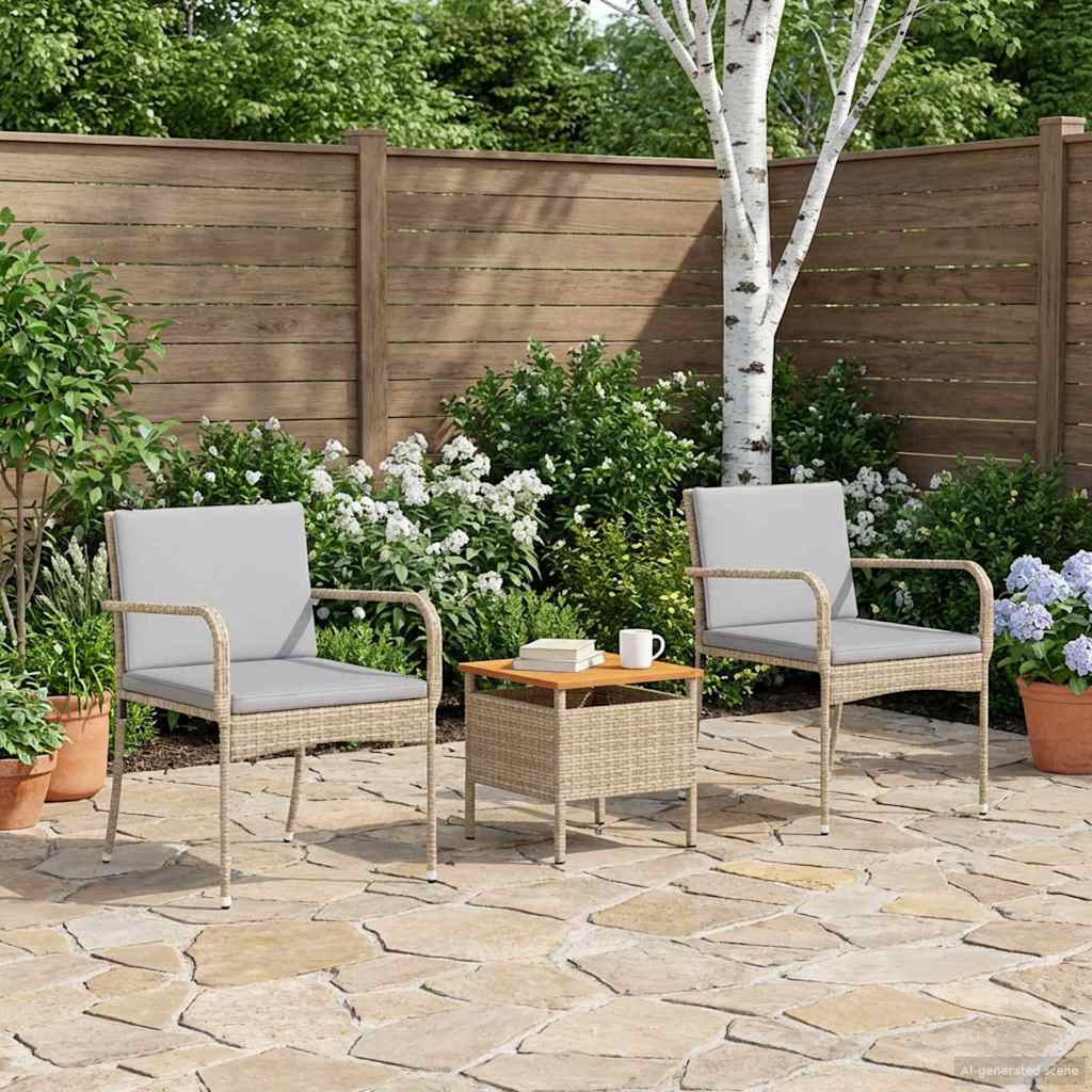 Conjunto para jardim bege vime PE