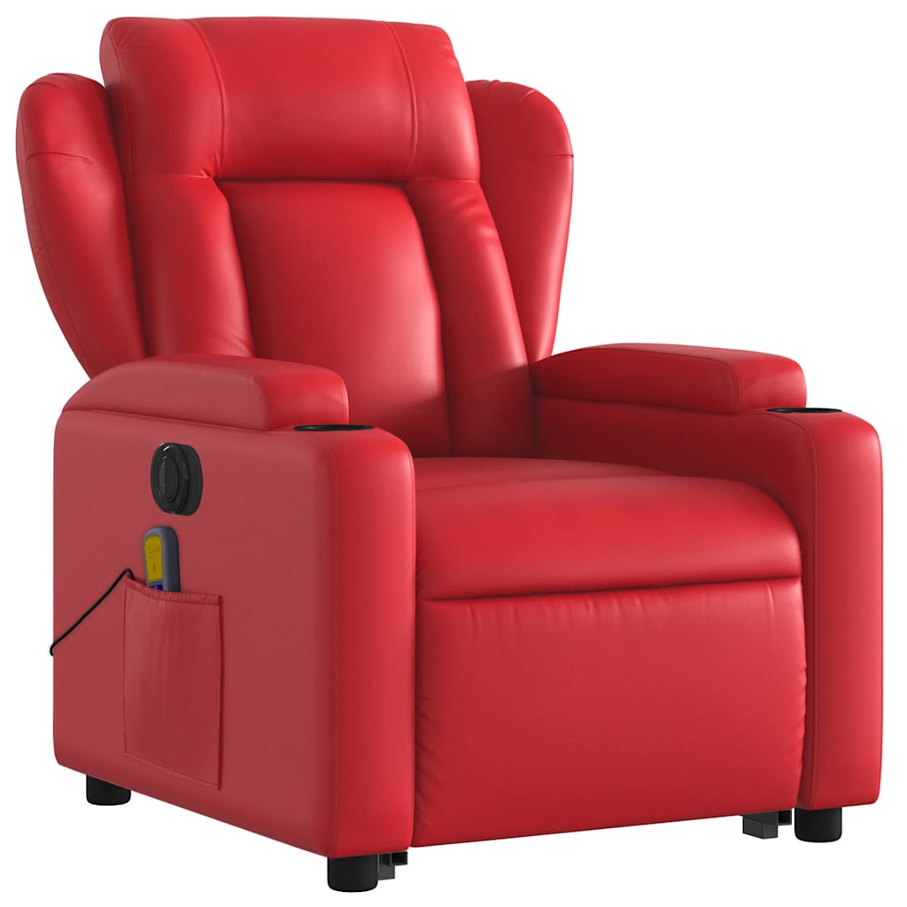 Poltrona reclinável elevatória elétrica couro artif. vermelho