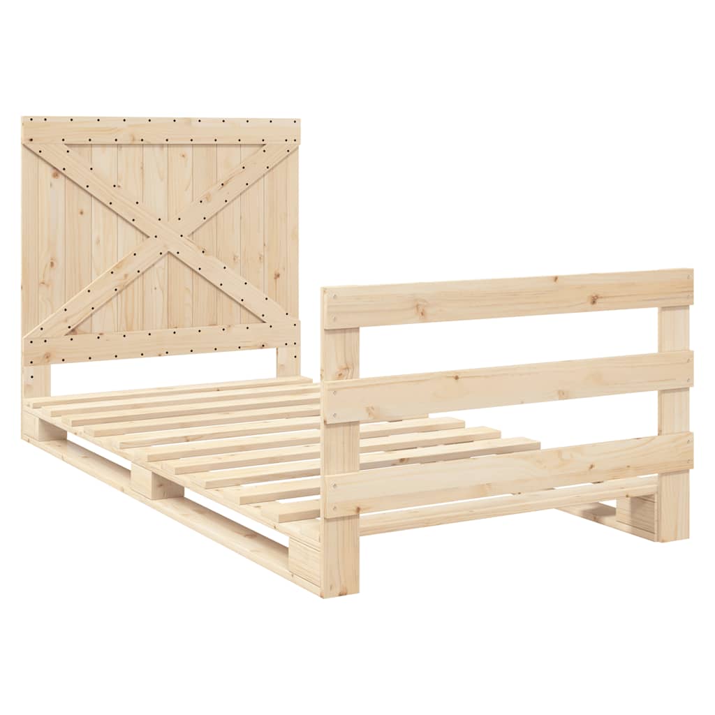 Estrutura de cama com cabeceira 100x200cm pinho maciço