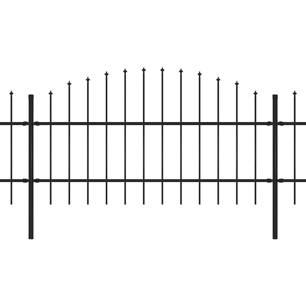 Cerca de jardim com topo em forma de lança em aço 1005x100 cm, preta
