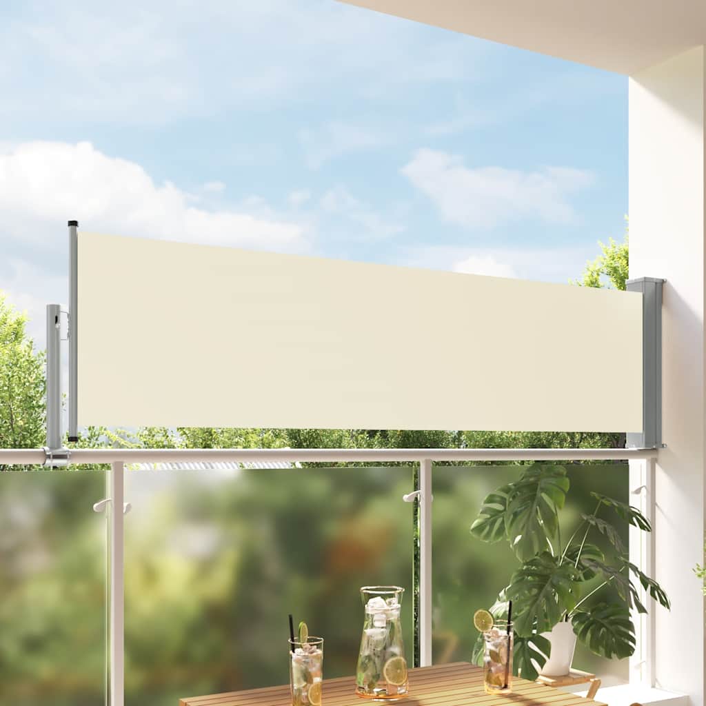 Toldo lateral retrátil para pátio 80x300 cm creme