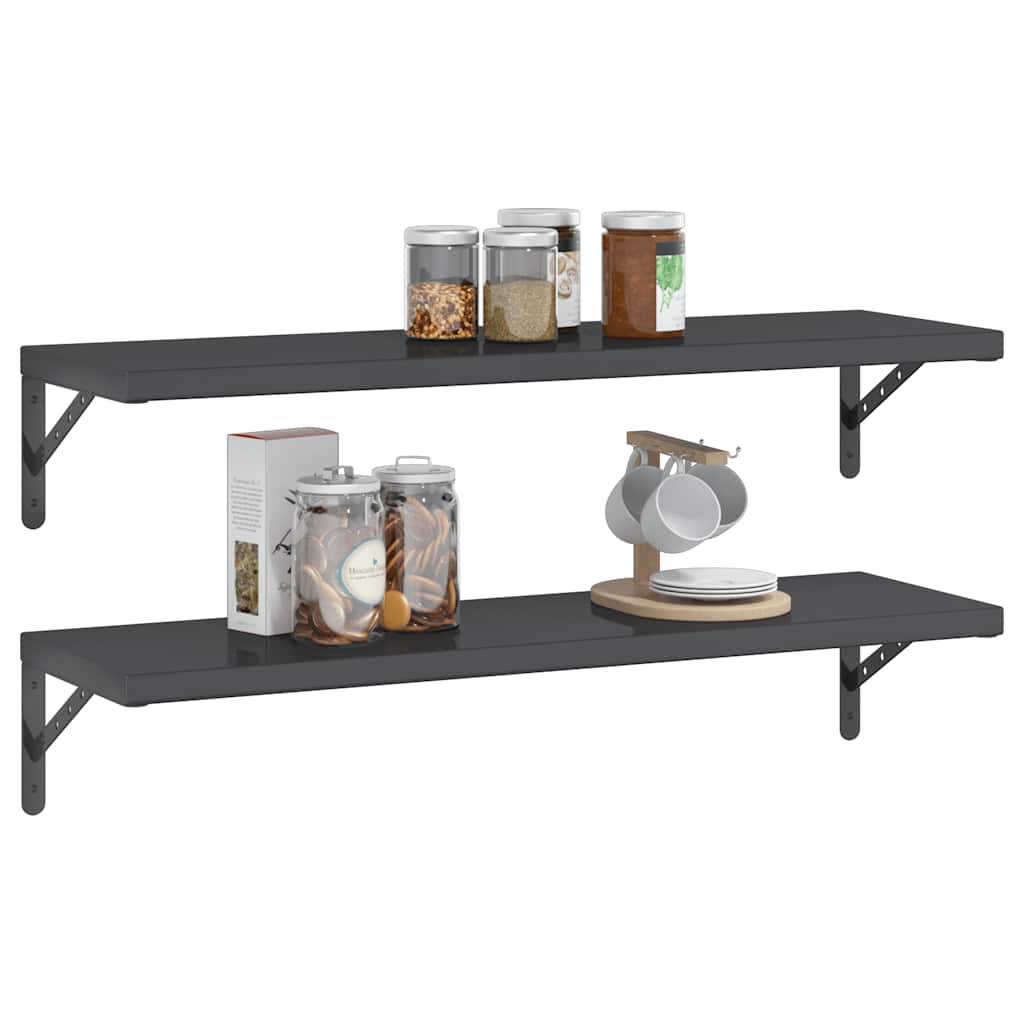 Prateleiras de parede 2 pcs 100x30 cm aço inoxidável prateado