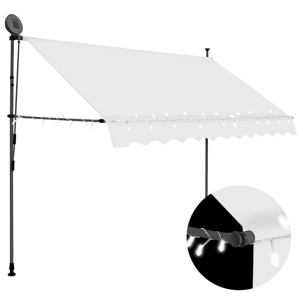 Toldo retrátil manual com LED 250 cm creme