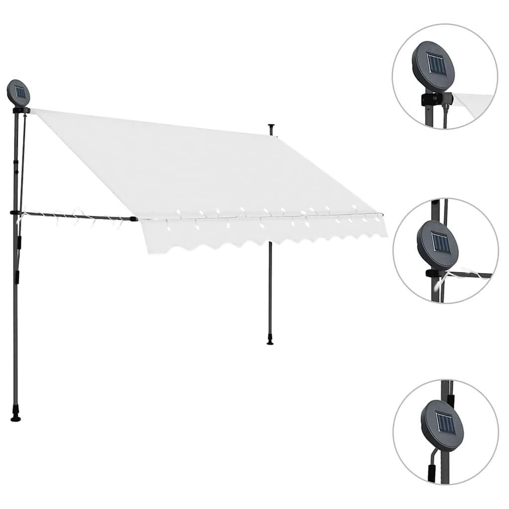 Toldo retrátil manual com LED 250 cm creme