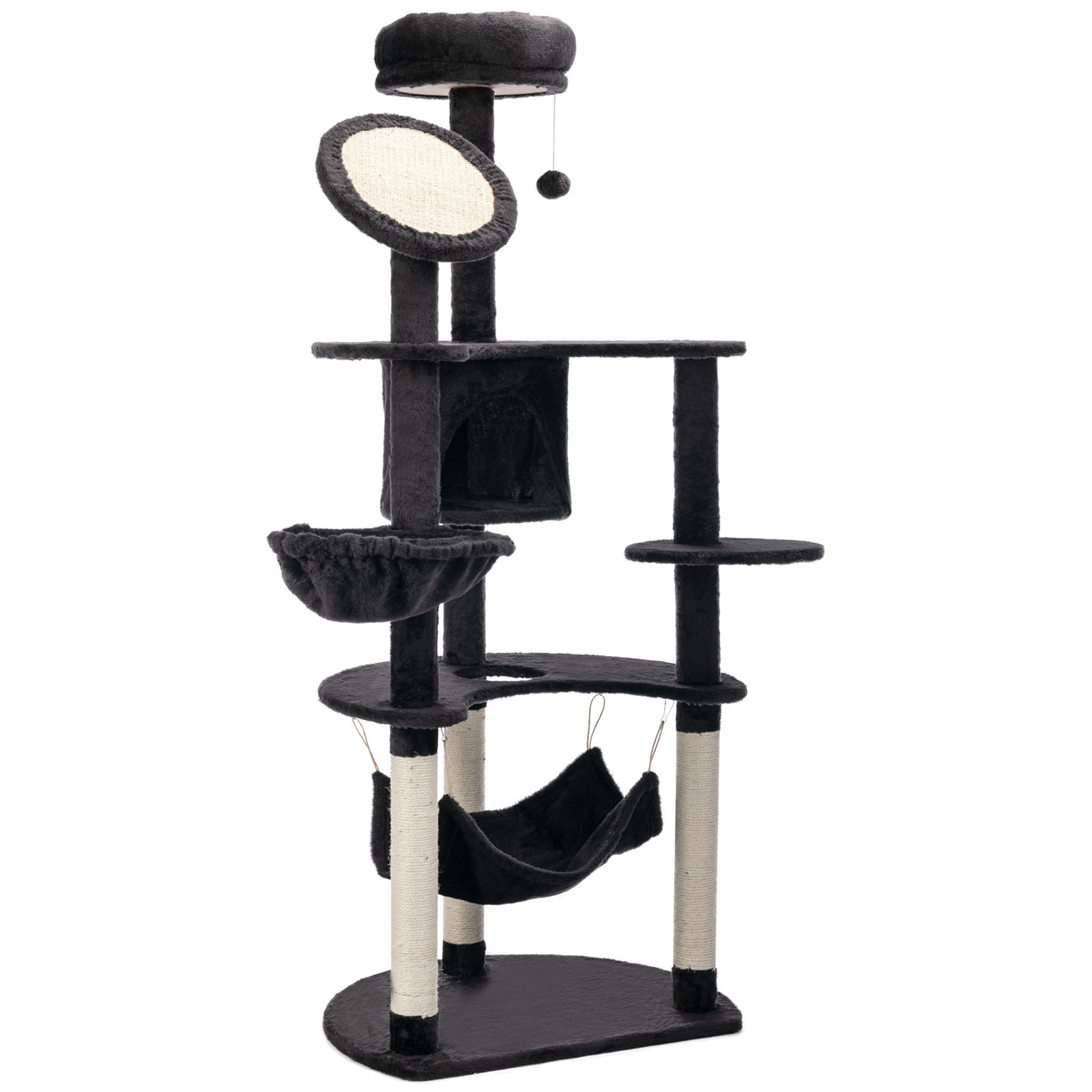 Árvore Arranhador para Gatos Grande Altura 153cm Torre de Escalada para Gatos com Caverna Redes Plataformas Postes Arranhadores