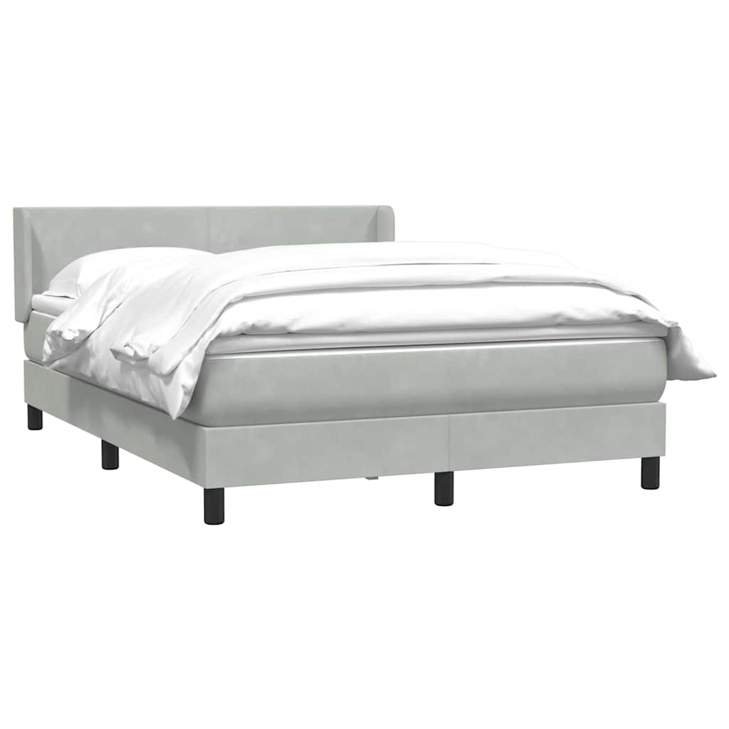 Cama com molas/colchão 160x210 cm veludo cinzento-claro