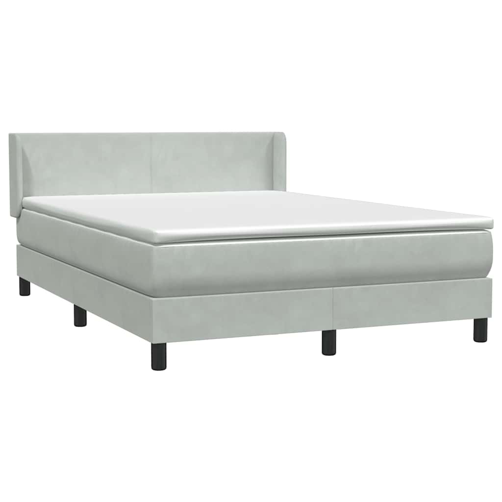 Cama com molas/colchão 160x210 cm veludo cinzento-claro