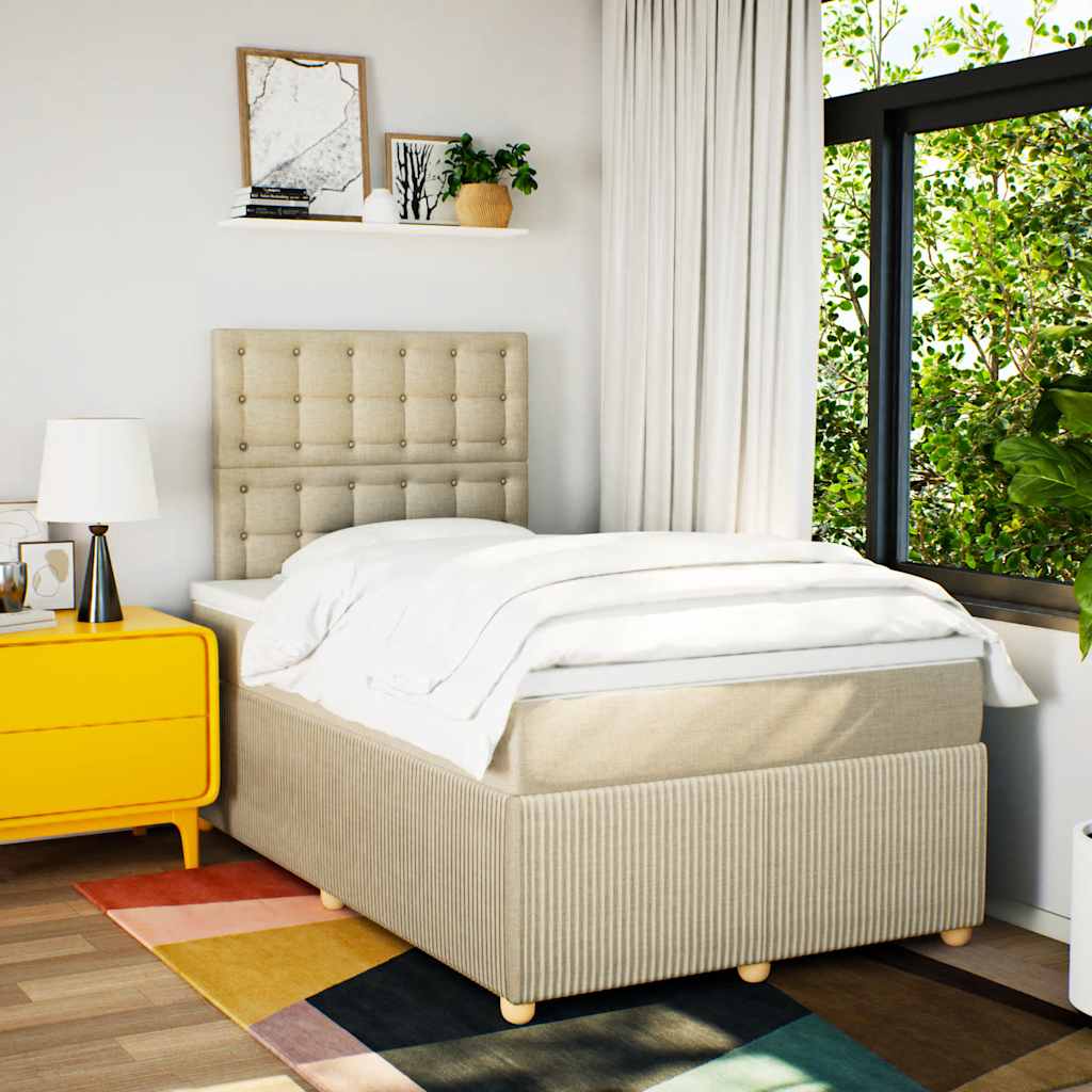Cama com molas/colchão 120x200 cm tecido cor creme