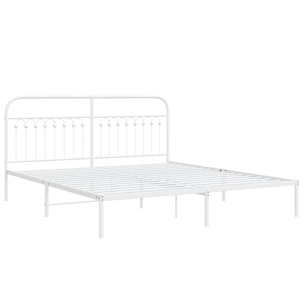 Estrutura de cama com cabeceira 183x203 cm metal branco