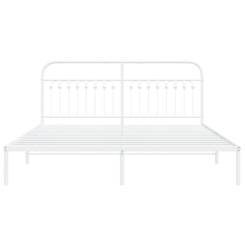 Estrutura de cama com cabeceira 183x203 cm metal branco