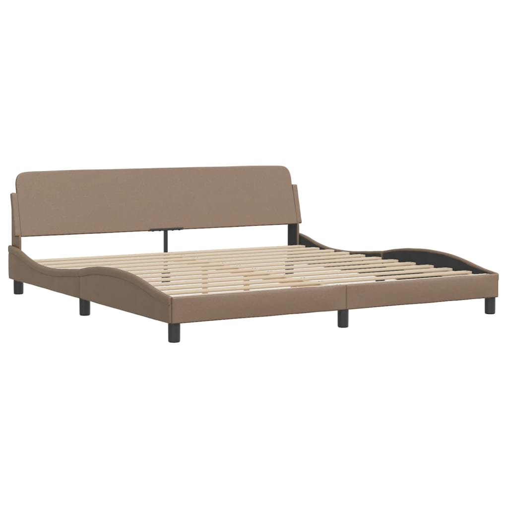 Cama com colchão dover 200x200 cm couro artificial cappuccino