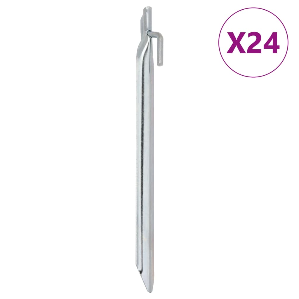 Estacas p/ tenda 24 pcs forma de v 25 cm ø20 mm aço galvanizado