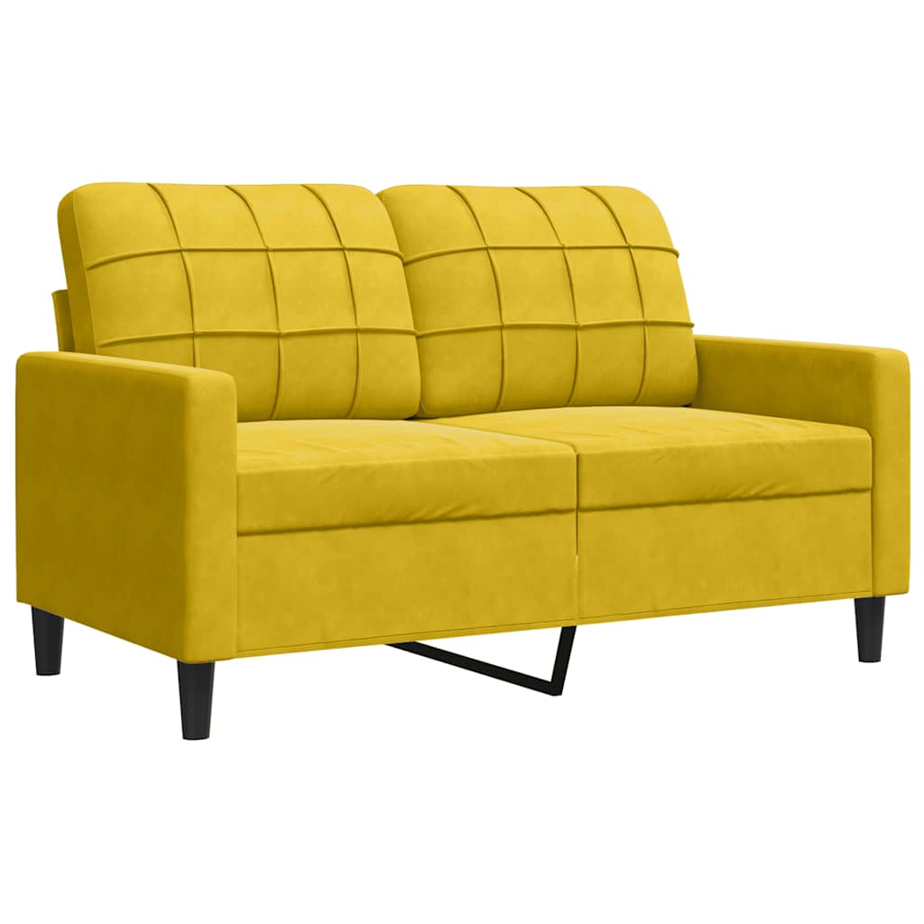 3 Pcs conjunto de sofás com almofadões veludo amarelo