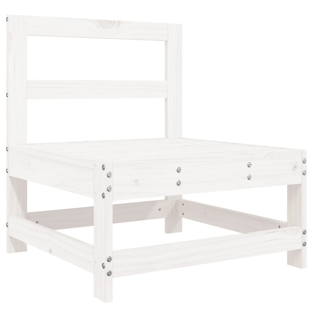 4 Pcs conjunto lounge de jardim madeira de pinho maciça branco