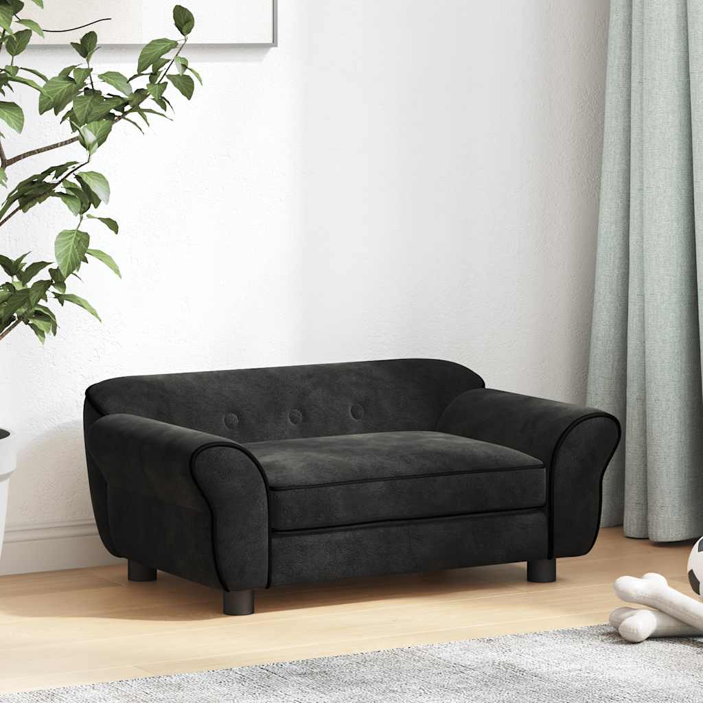 Sofá para cães 72x45x30 cm pelúcia preto