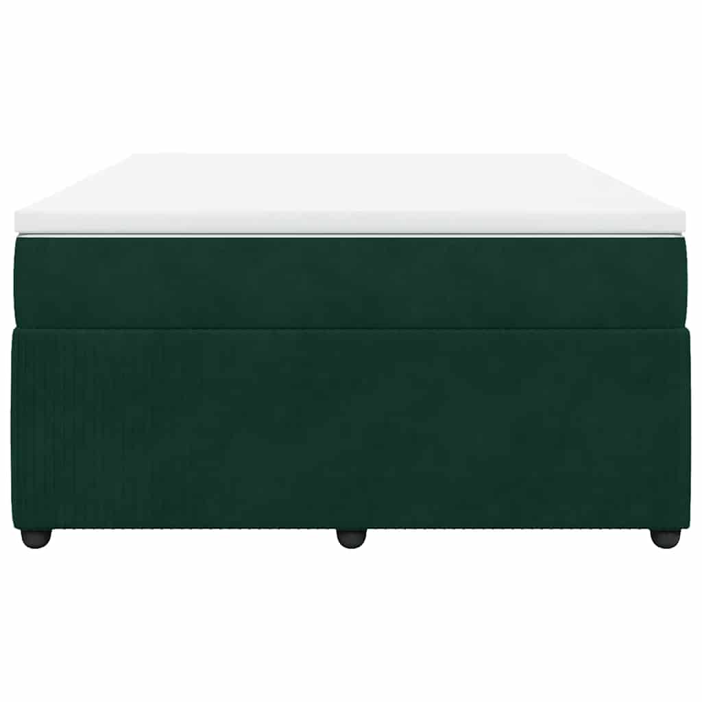Cama com molas/colchão 160x200 cm veludo verde-escuro