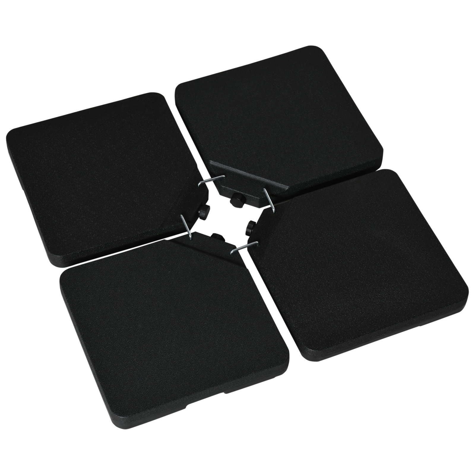 Conjunto de pesos para base de chapéu de sol de 4 peças quadrado preenchível 60 kg de água 70 kg de areia ou 80 kg mixto preto