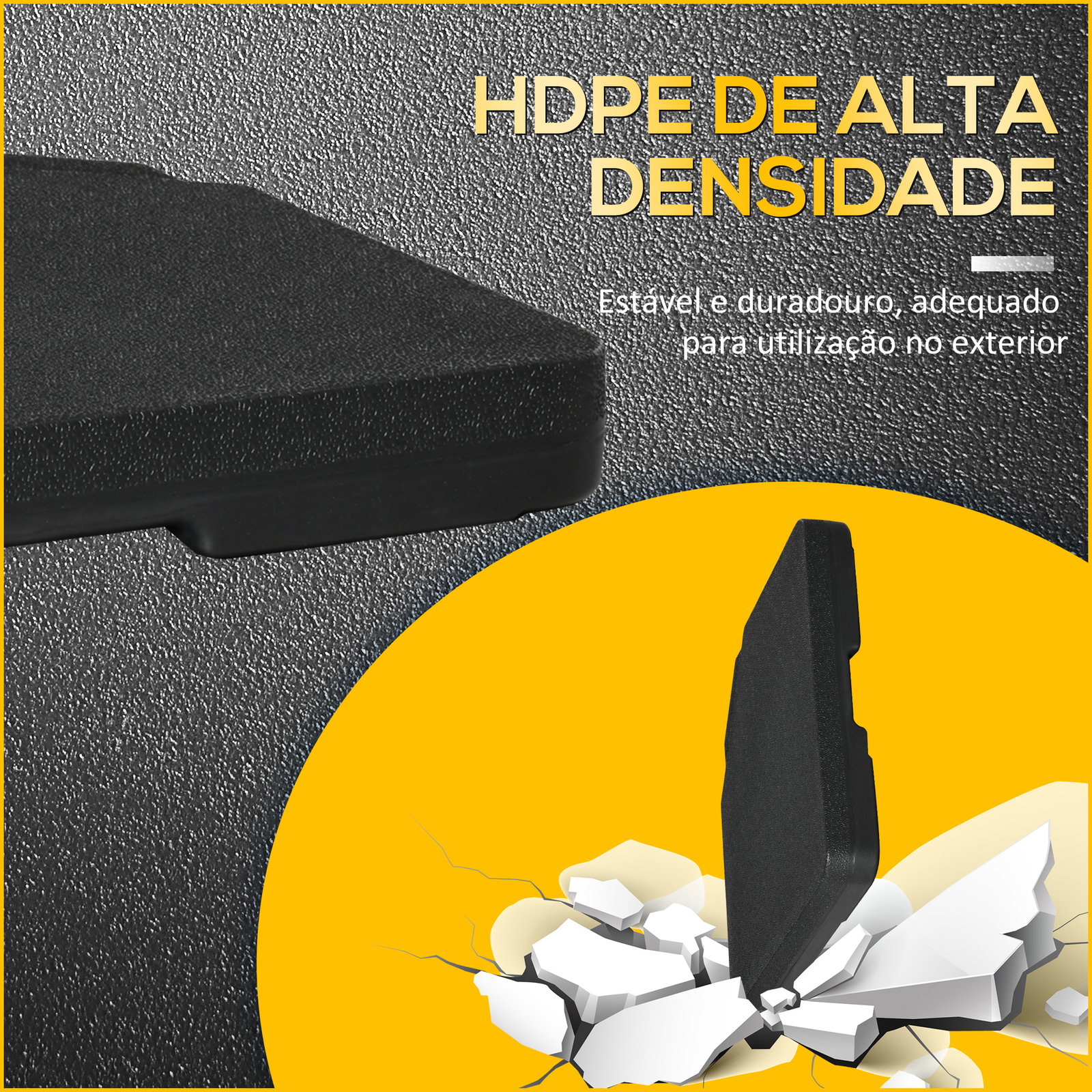 Conjunto de pesos para base de chapéu de sol de 4 peças quadrado preenchível 60 kg de água 70 kg de areia ou 80 kg mixto preto