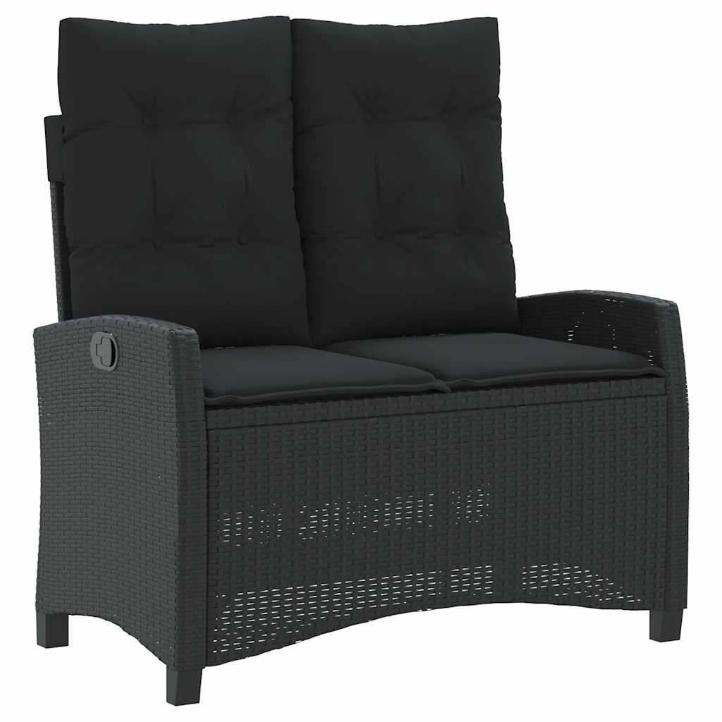 2 Pcs conjunto de jantar p/ jardim c/ almofadões vime PE preto