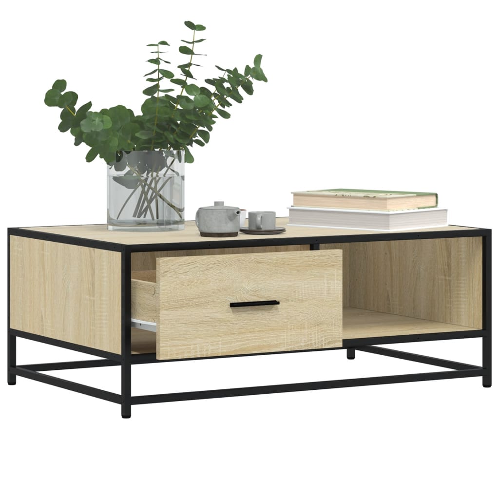 Mesa de centro 90x57x35 cm deriv. madeira/metal carvalho sonoma