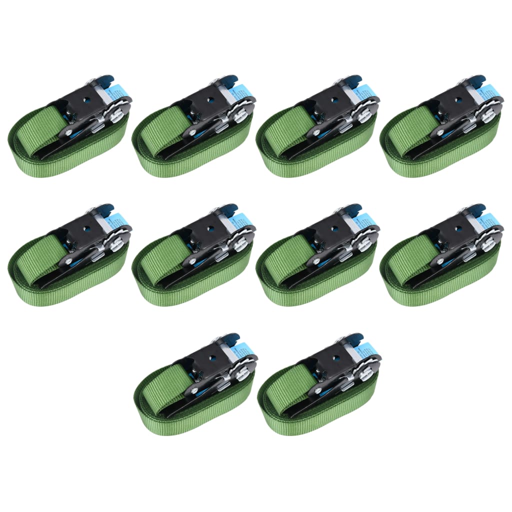 Cintas de fixação c/ roquete 10 pcs 800 dan 6 m verde