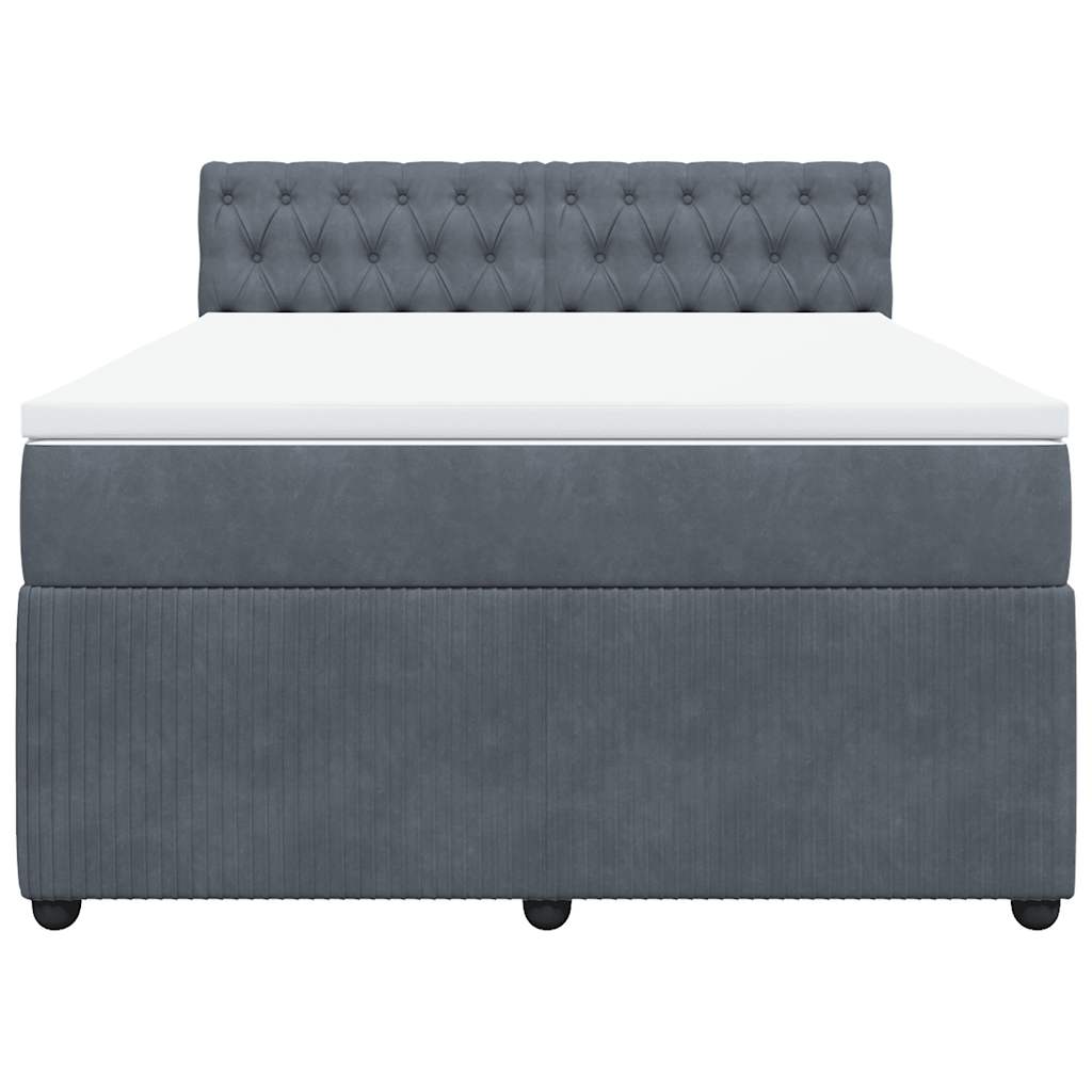 Cama com molas/colchão 140x190 cm veludo cinzento-escuro