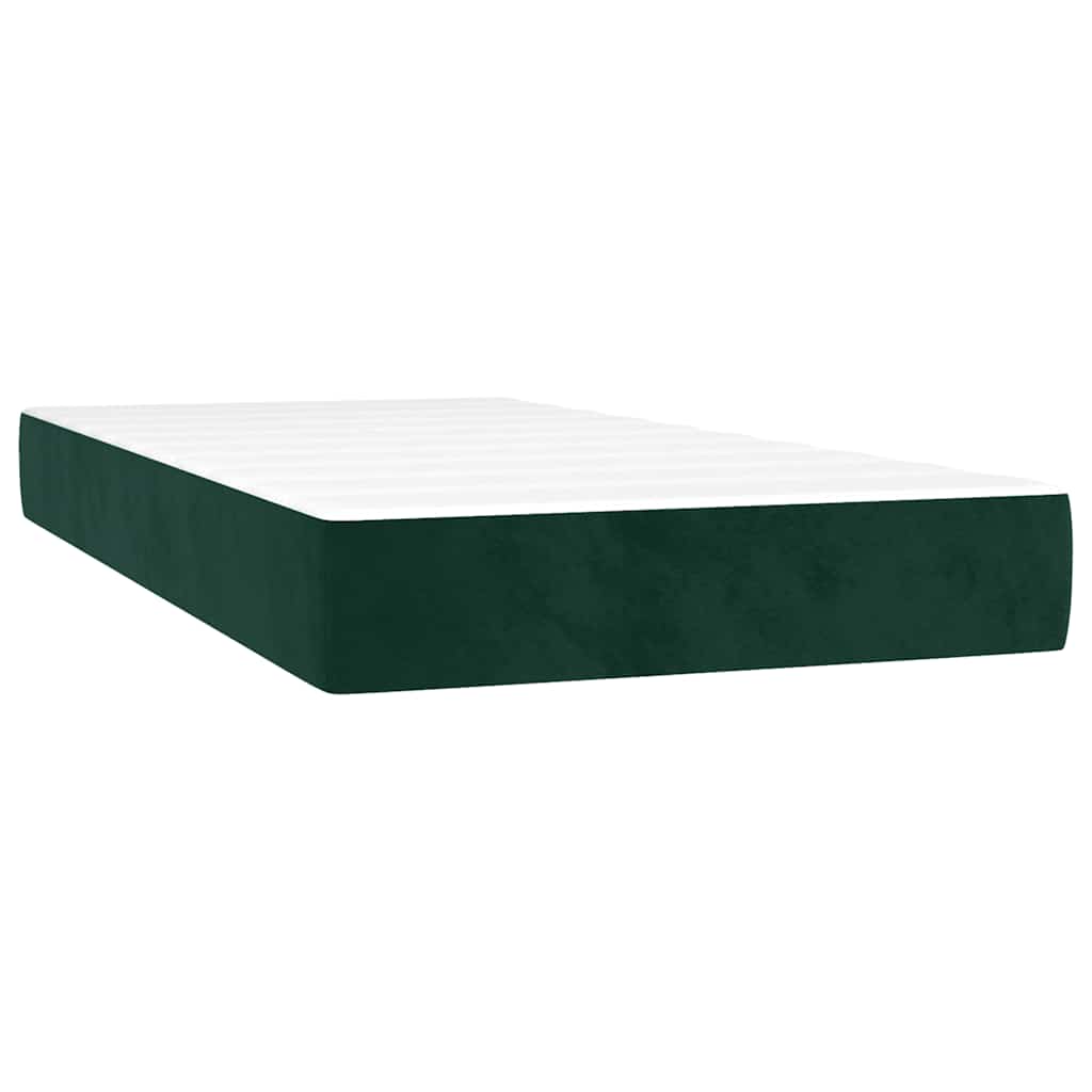 Cama com molas/colchão 100x200 cm veludo verde-escuro
