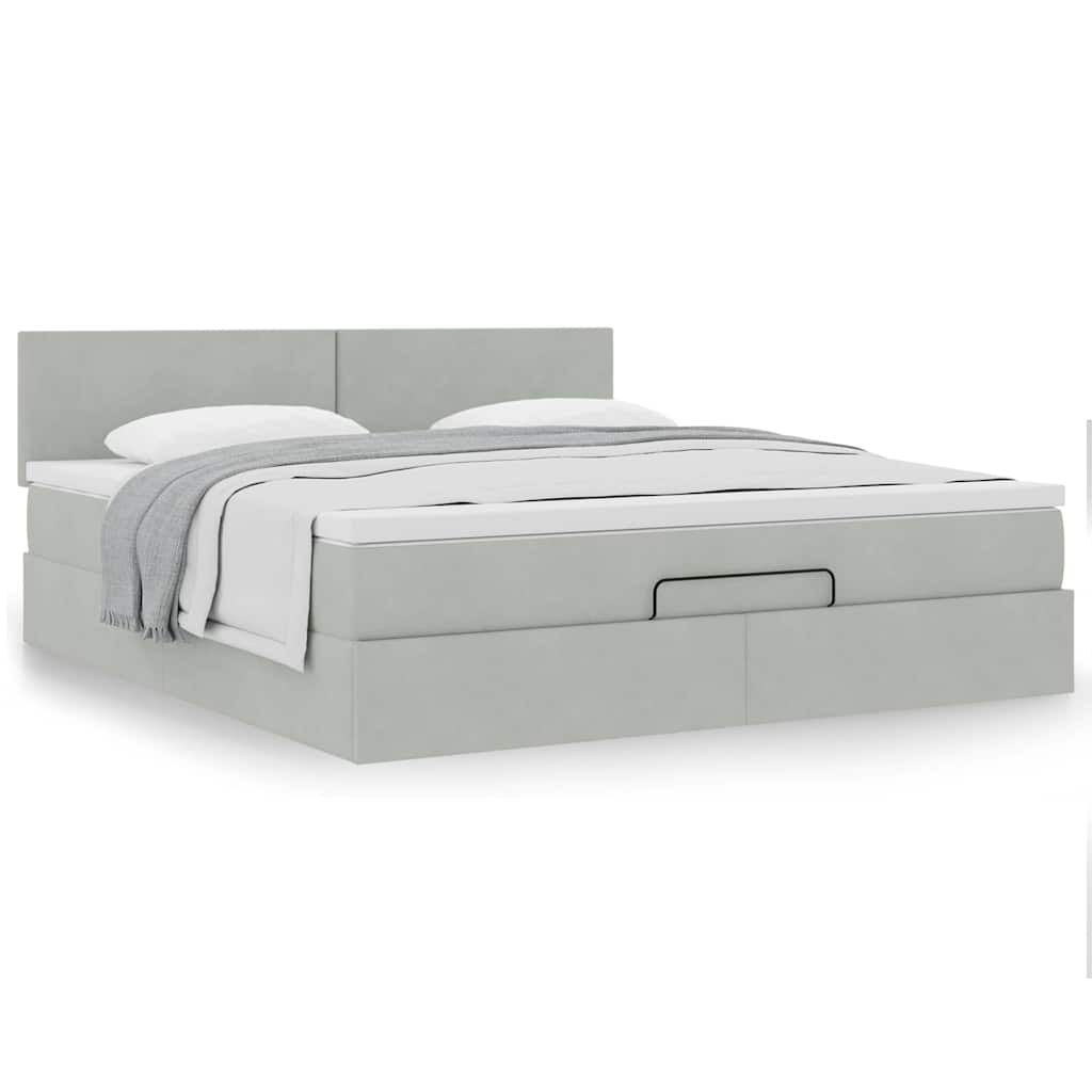 Estrutura de cama otomana com colchão 180x200 cm cinzento claro