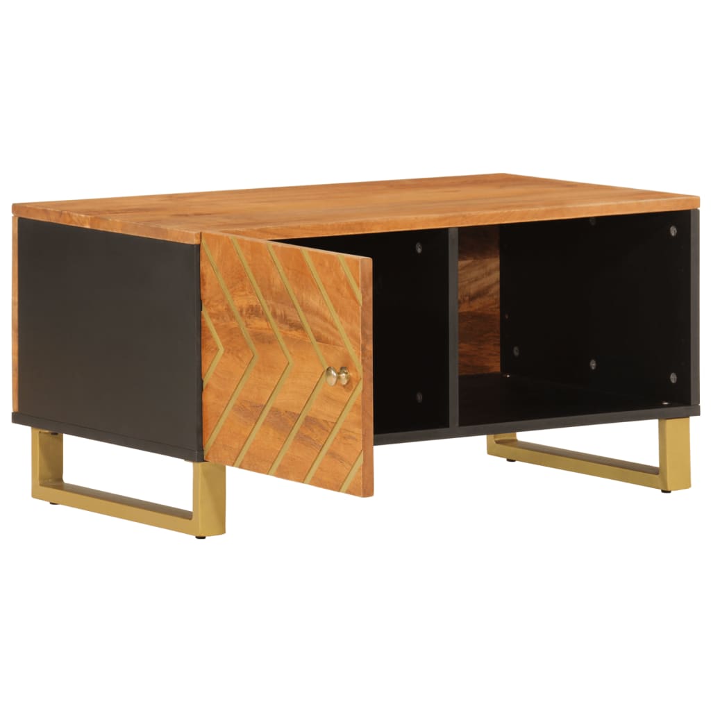 Mesa de centro 80x50x40 cm mangueira maciça castanho e preto