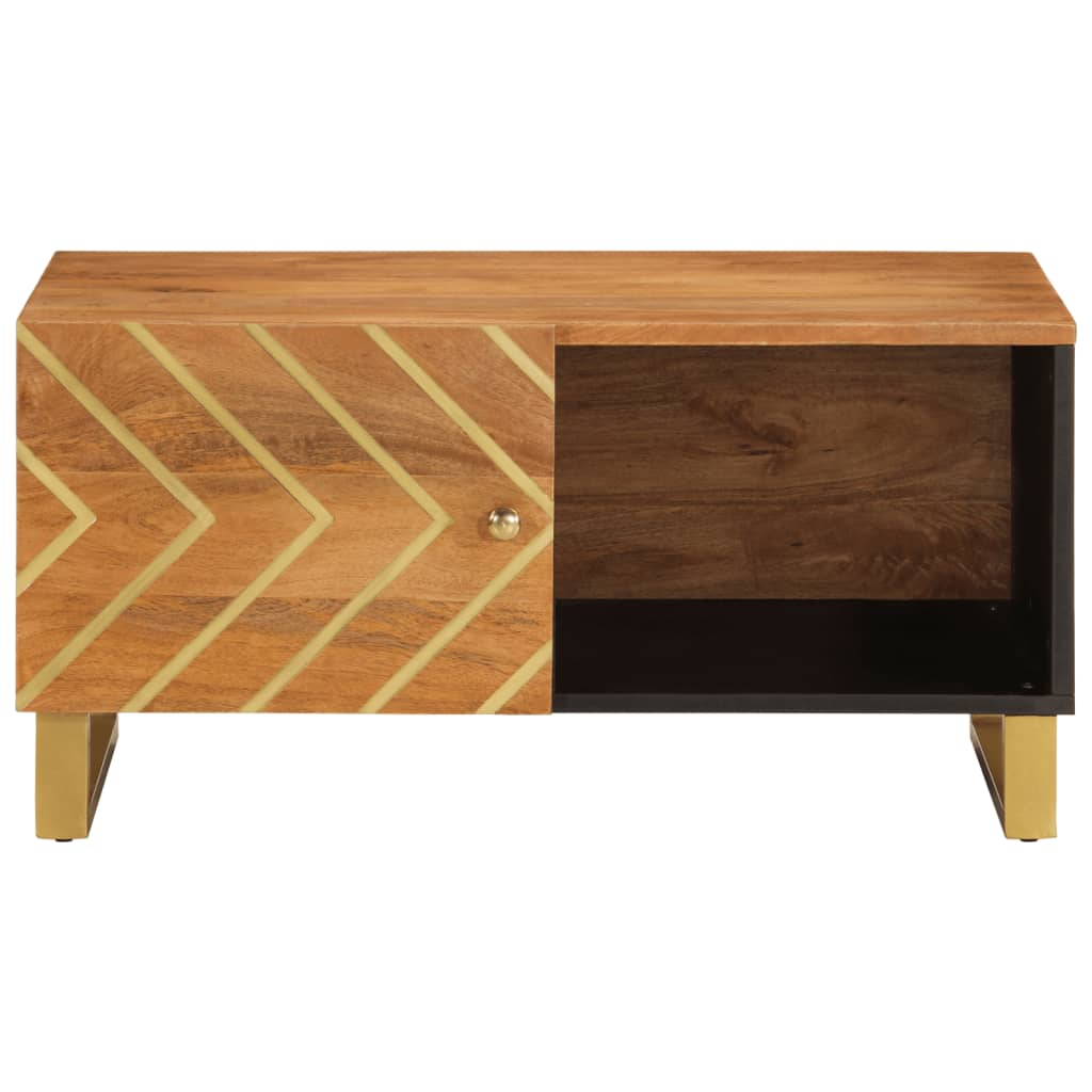 Mesa de centro 80x50x40 cm mangueira maciça castanho e preto