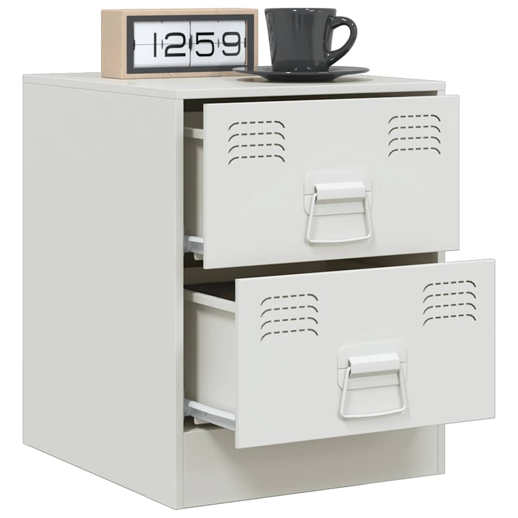 Mesas de cabeceira 2 pcs 34,5x39x44 cm aço branco