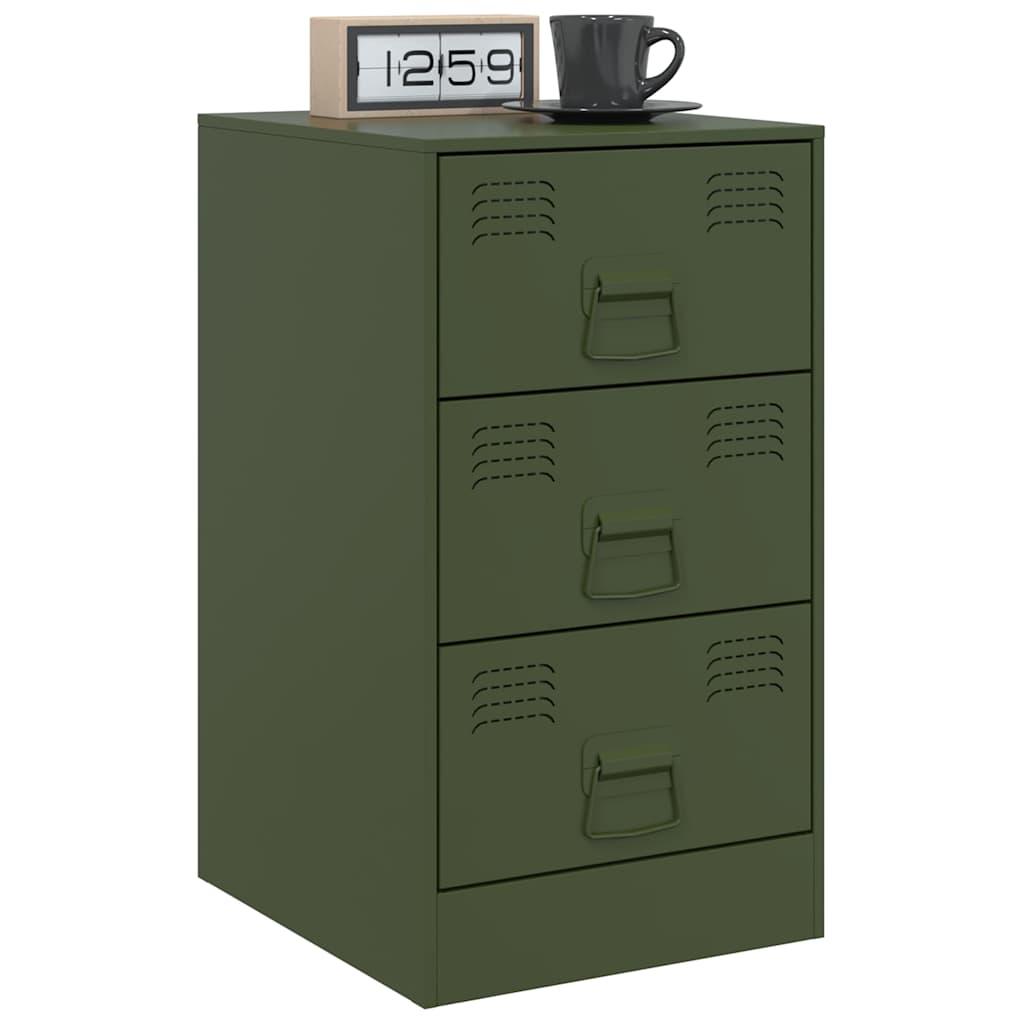 Mesas de cabeceira 2 pcs 34,5x39x62 cm aço verde azeitona