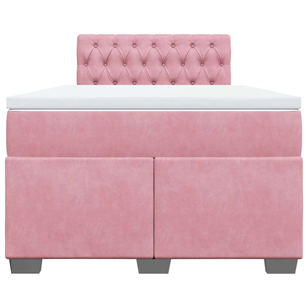 Cama boxspring com colchão 120x200 cm veludo rosa