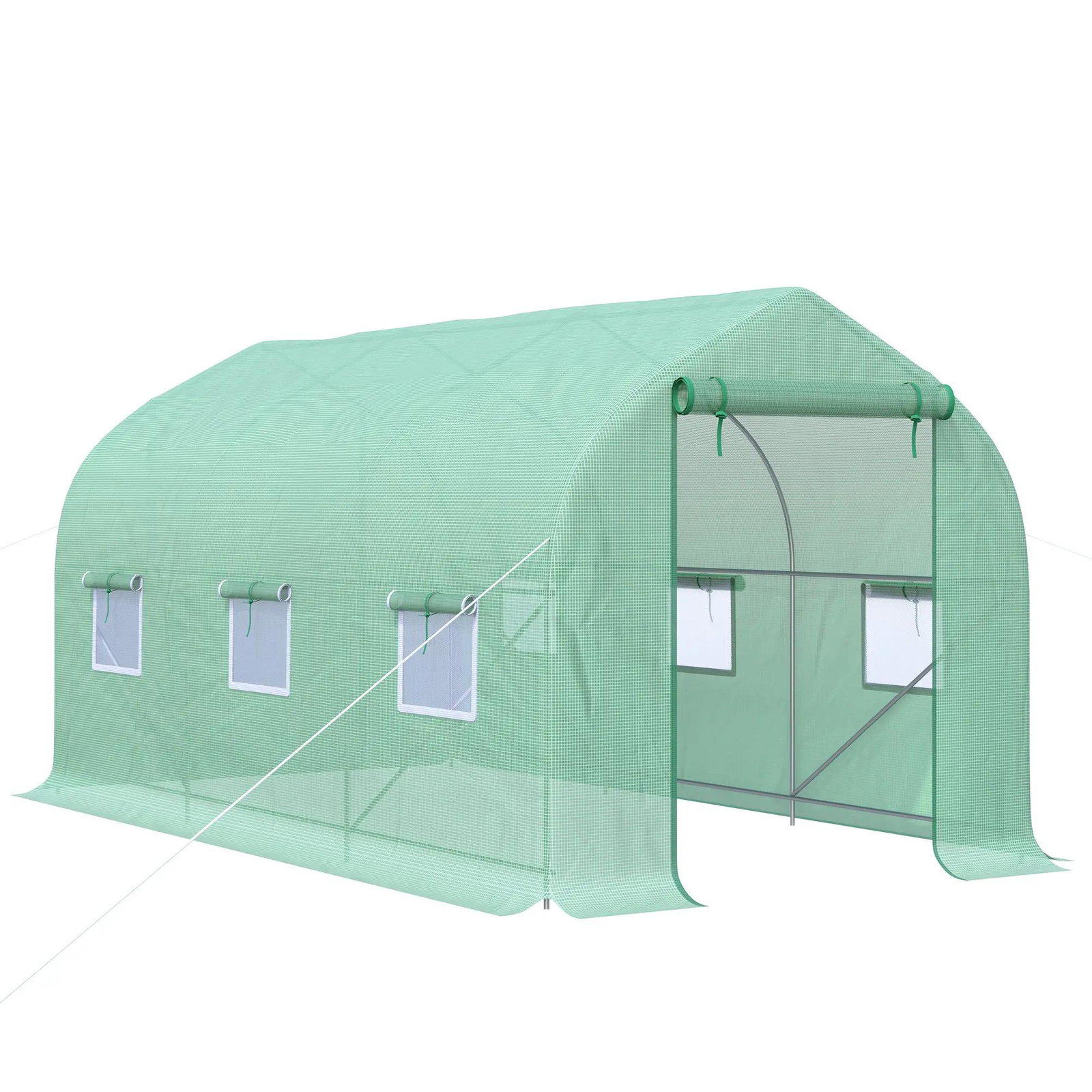 Estufa Tipo Túnel 400x200x200cm Estufa de Jardim com 6 Janelas Transpiráveis e Portas Enrolável com Zíper para Cultivo de Planta