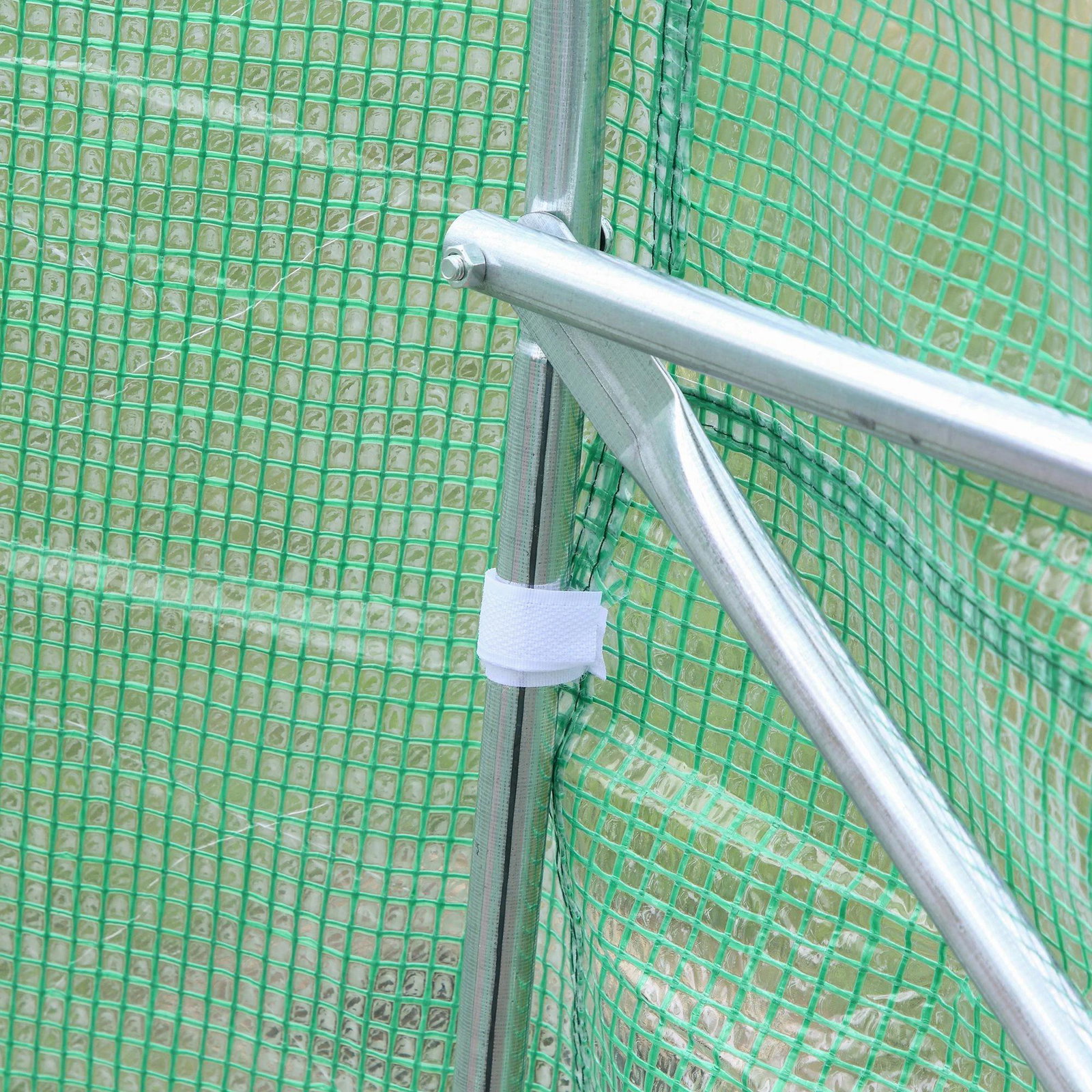 Estufa Tipo Túnel 400x200x200cm Estufa de Jardim com 6 Janelas Transpiráveis e Portas Enrolável com Zíper para Cultivo de Planta