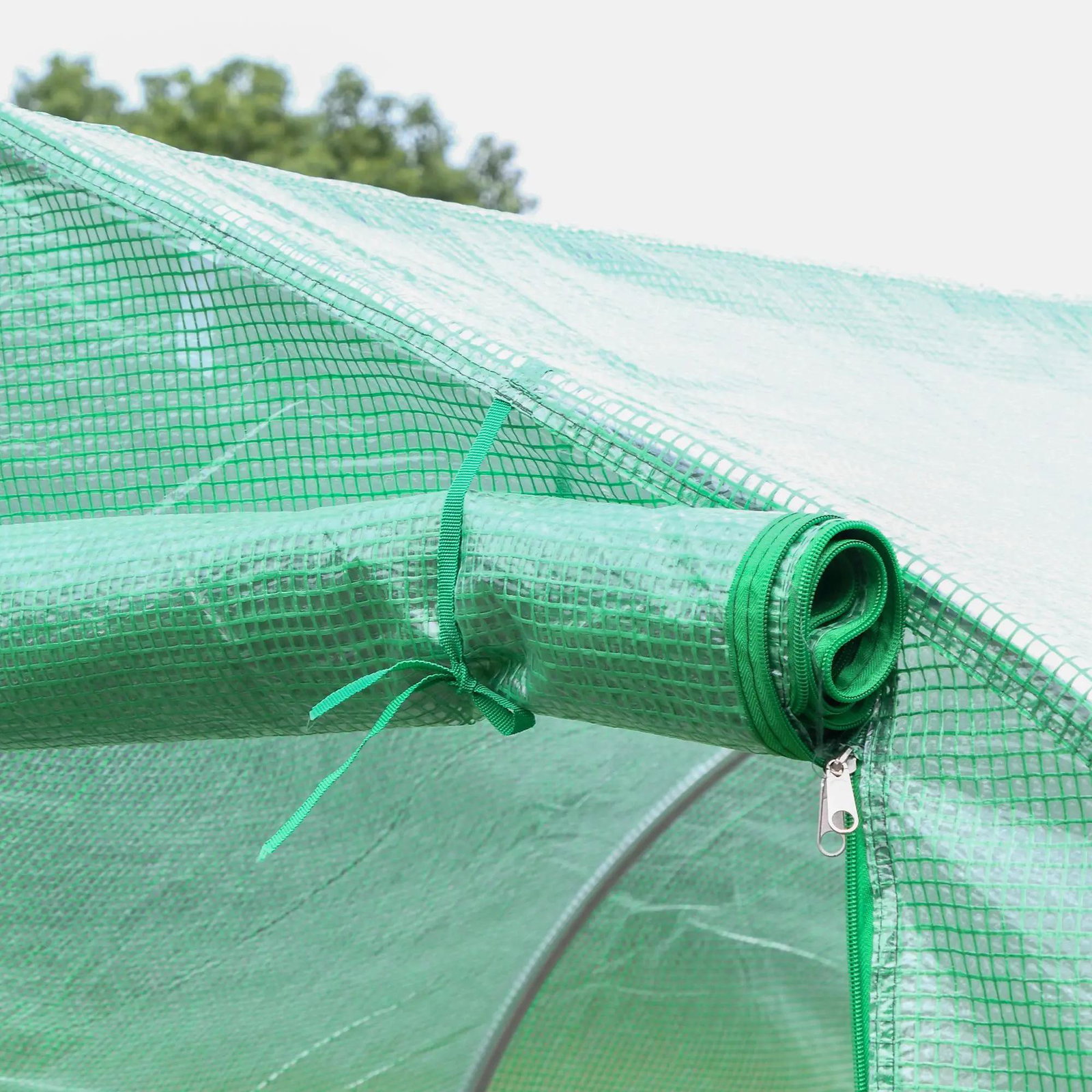 Estufa Tipo Túnel 400x200x200cm Estufa de Jardim com 6 Janelas Transpiráveis e Portas Enrolável com Zíper para Cultivo de Planta