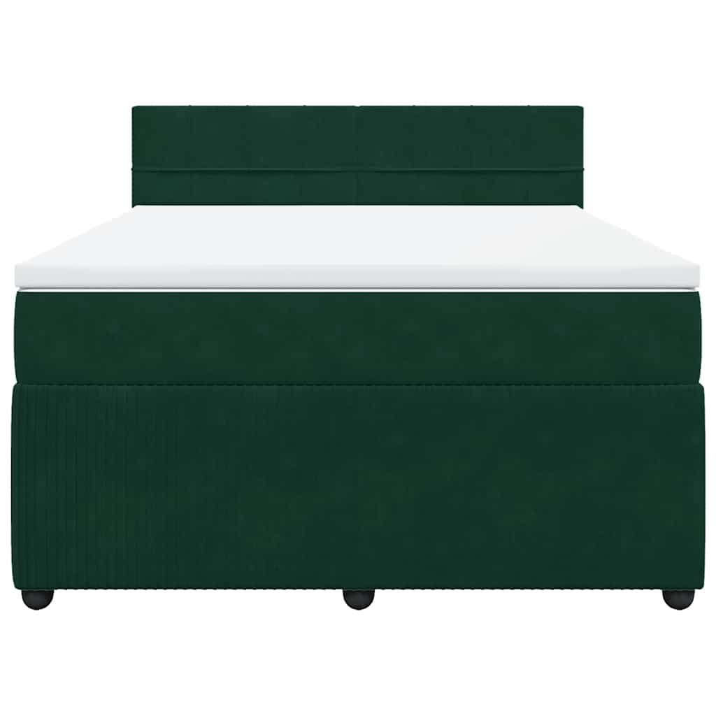 Cama com molas/colchão 140x200 cm veludo verde-escuro