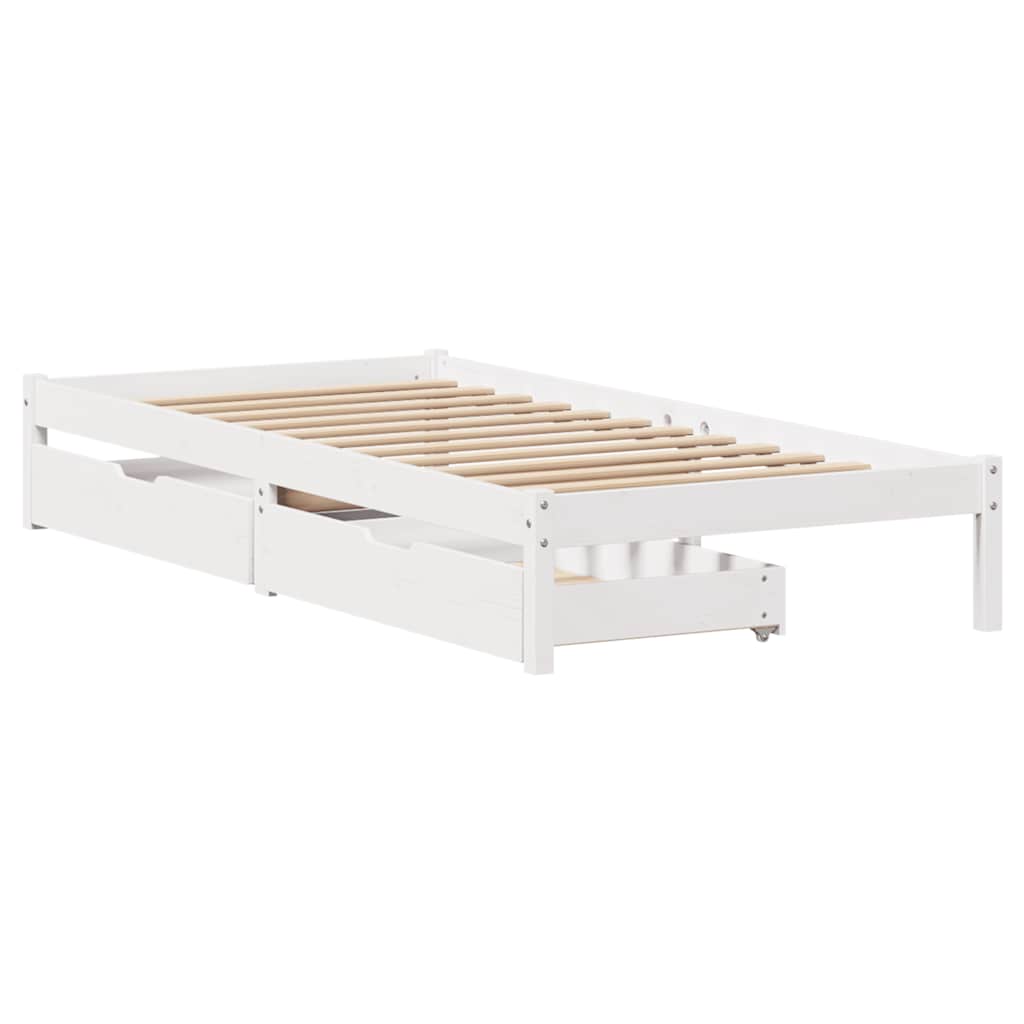 Cama sem colchão 100x200 cm madeira de pinho maciça branco