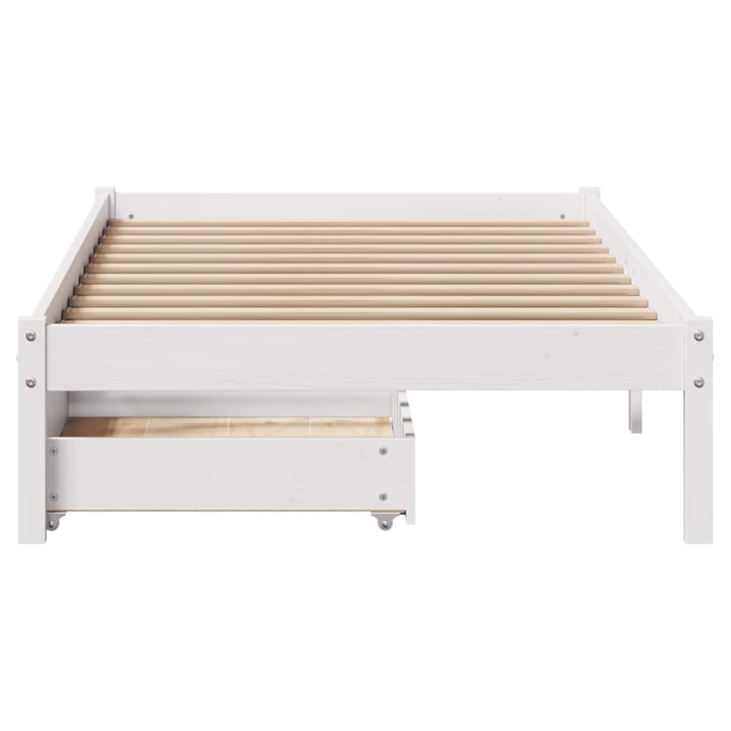Cama sem colchão 100x200 cm madeira de pinho maciça branco