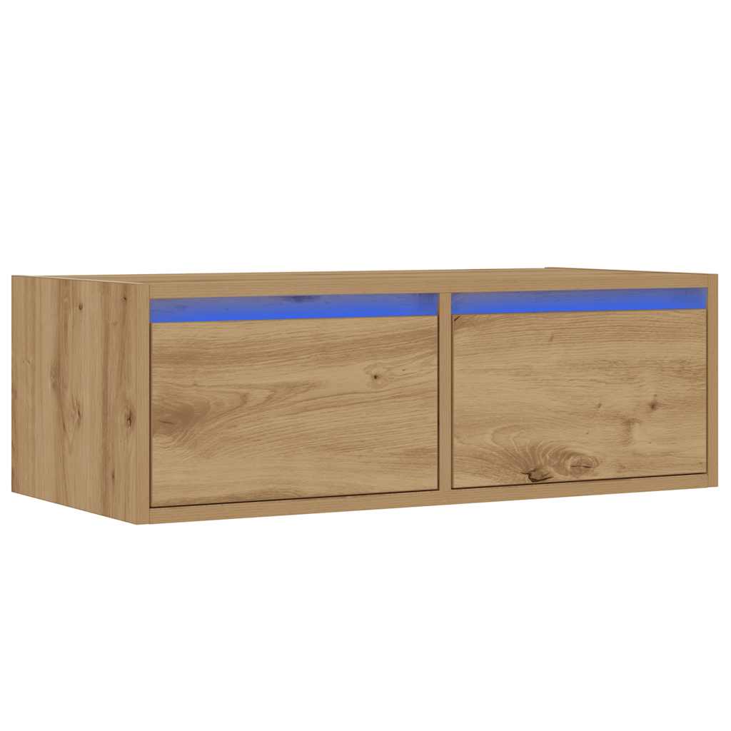 Móvel de TV com luzes LED 75x35,5x25 cm carvalho artisiano