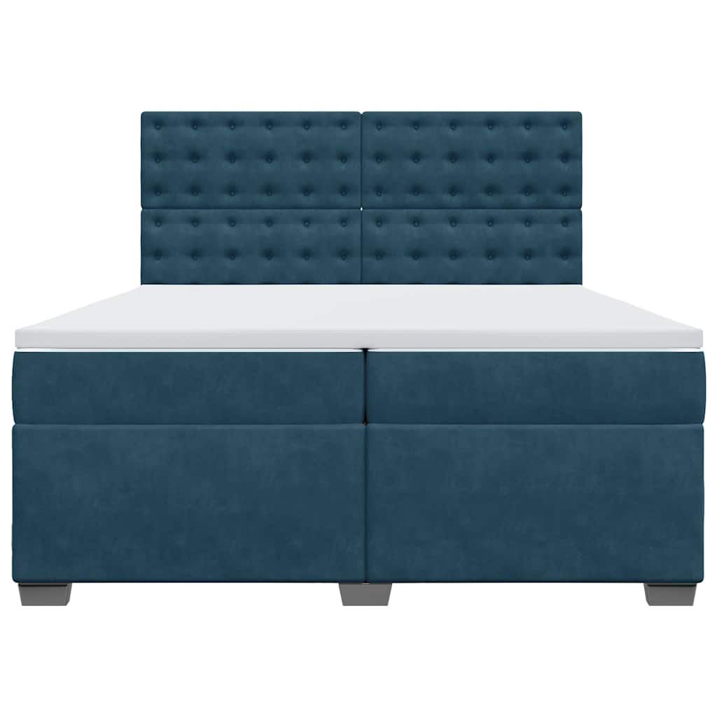 Cama com molas/colchão 200x200 cm veludo azul